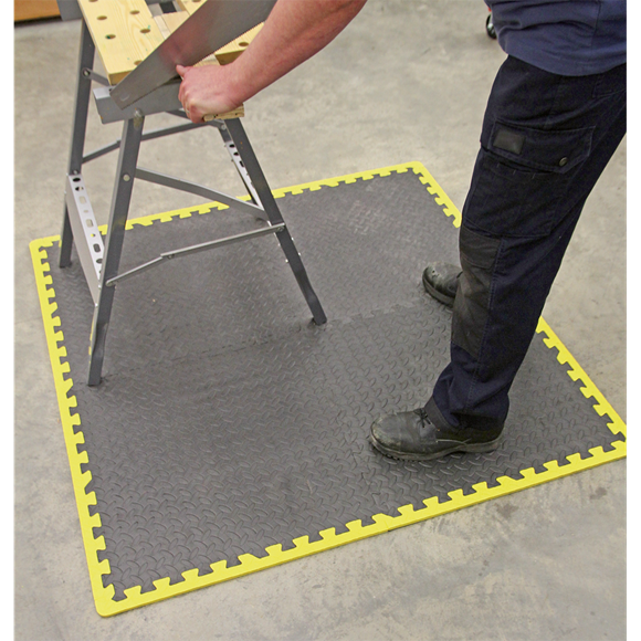 Sealey MIC1218Y3 Interlocking EVA Foam Workshop Mat Set 1240 x 1825mm with Hi-Vis Edges