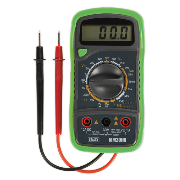 Sealey MM20HV Digital Multimeter 8-Function with Thermocouple Hi-Vis