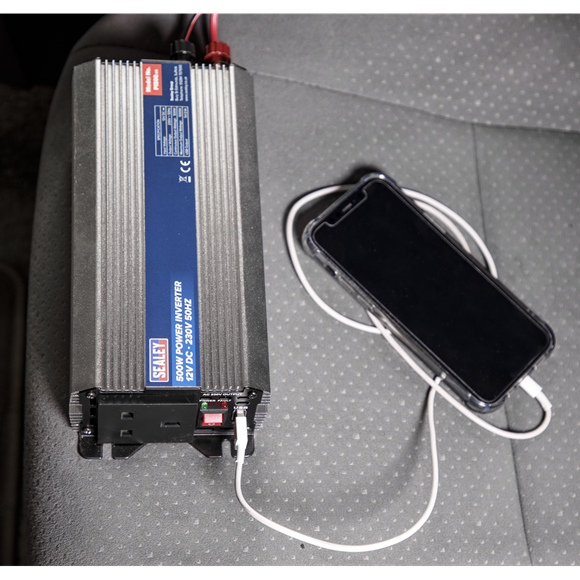 Sealey PI500 Power Inverter 500W 12V DC - 230V 50Hz