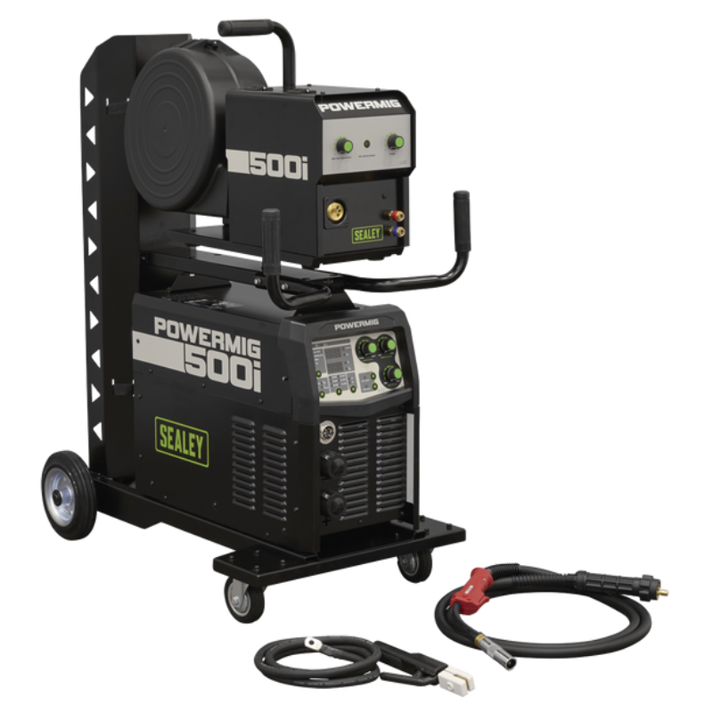 Sealey POWERMIG500i 500A Professional Gas/Gasless MIG/TIG/MMA Inverter Welder With Portable Wire Feeder 400V 3ph