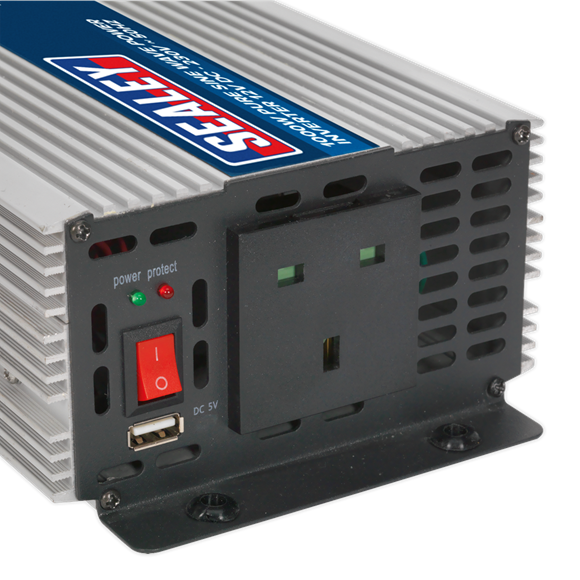 Sealey PSI1000 Power Inverter Pure Sine Wave 1000W 12V DC - 230V 50Hz