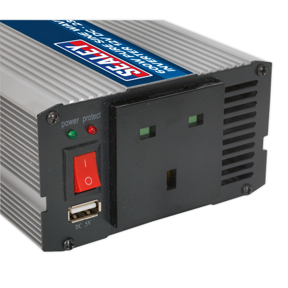 Sealey PSI600 Pure Sine Wave Power Inverter 600W 12V