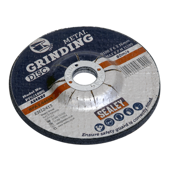 Sealey PTC/100G Grinding Disc Ø100 x 6mm Ø16mm Bore