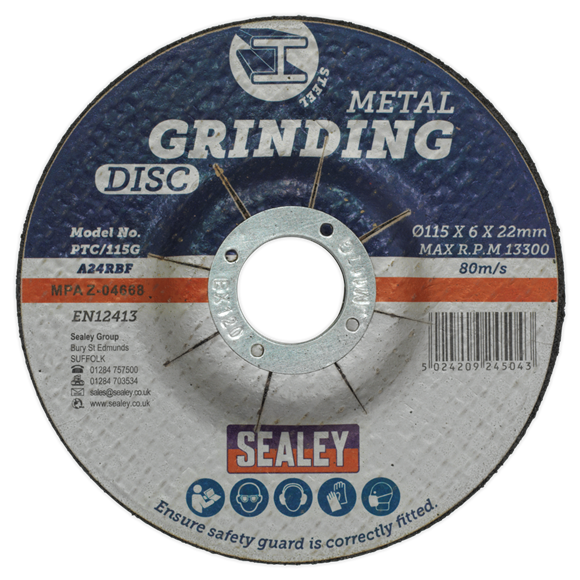 Sealey PTC/115G Grinding Disc Ø115 x 6mm Ø22mm Bore