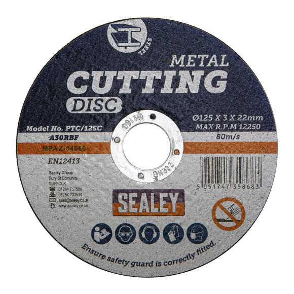 Sealey PTC/125C Cutting Disc Ø125 x 3mm 22mm Bore