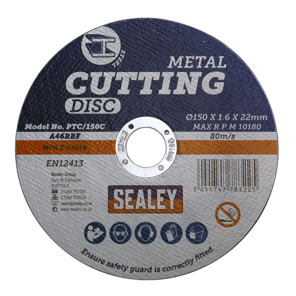 Sealey PTC/150C Cutting Disc Ø150 x 1.6mm 22mm Bore