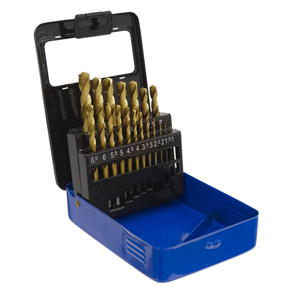 Sealey AK4719 HSS Fully Ground Drill Bit Set 19pc DIN 338 Metric