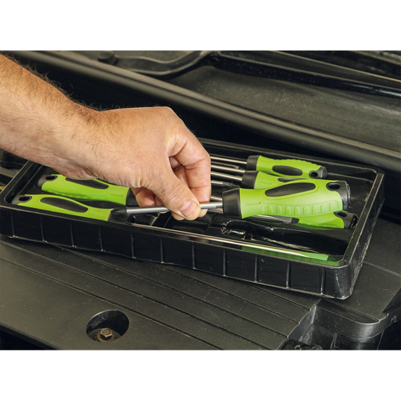 Sealey HV001 Screwdriver Set 8pc Hi-Vis Green