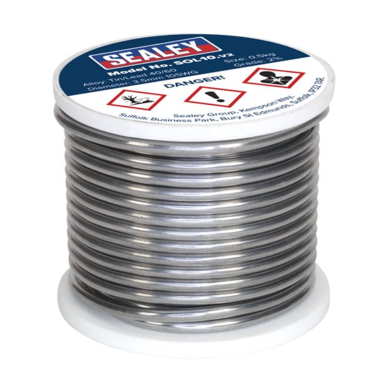 Sealey SOL10 Solder Wire Quick Flow 3.25mm/10SWG 40/60 0.5kg Reel