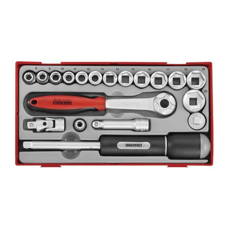 Teng TT3819 Regular Metric Socket Set,  19 Piece -  3/8in Drive