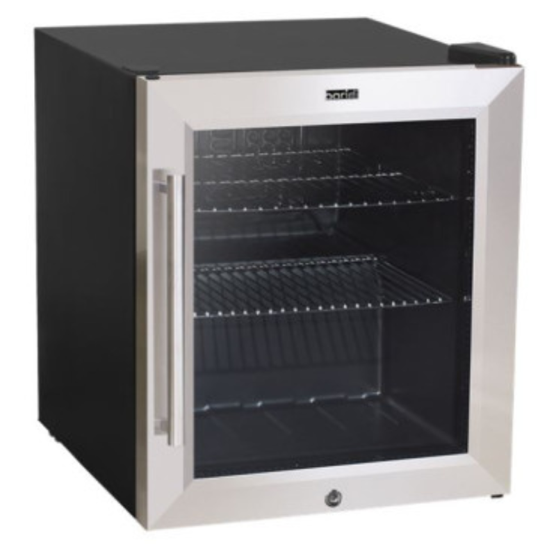 Baridi 50L Tabletop Drinks Fridge, Mini Beer Cooler, Glass Door, Stainless Steel
