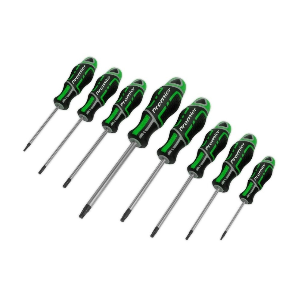 Sealey AK4323HV Screwdriver Set 8pc Security TRX-Star* GripMAX® - Hi-Vis Green
