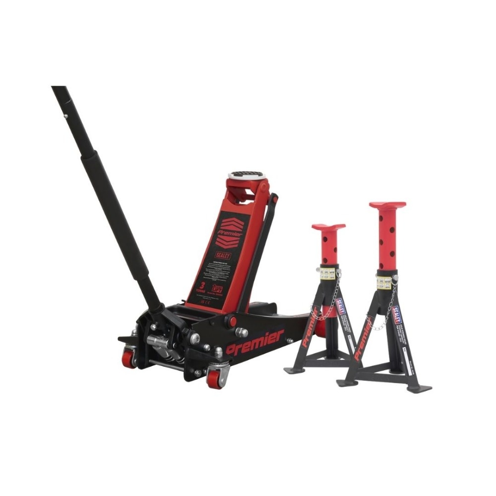 Sealey 3040ARCOMBO Trolley Jack 3t & Axle Stands (Pair) 3t per Stand Combo