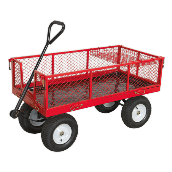 Sealey CST806 Platform Truck with Sides Pneumatic Tyres 450kg Capacity