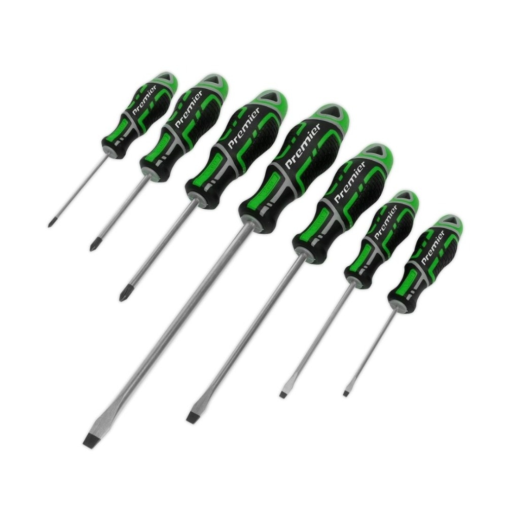 Sealey AK4325HV Screwdriver Set 7pc GripMAX® - Hi-Vis Green