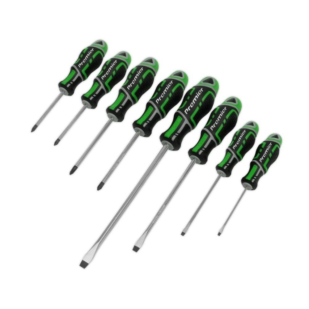 Sealey AK4322HV Screwdriver Set 8pc GripMAX® - Hi-Vis Green