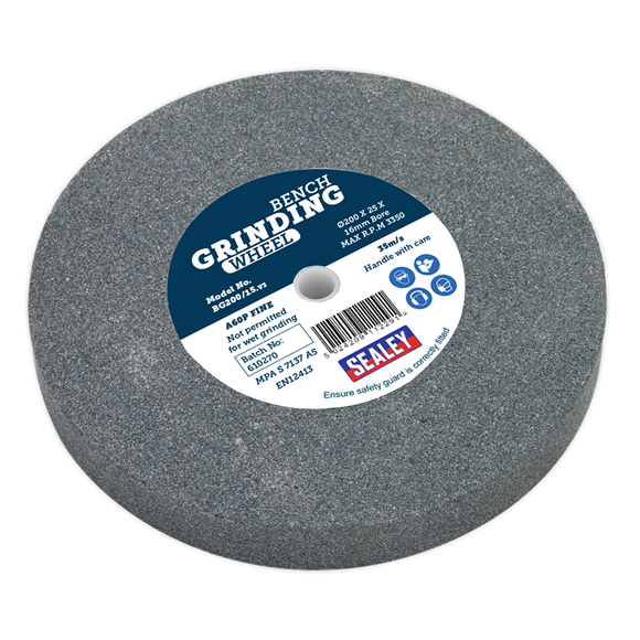 Sealey BG200/15 Grinding Stone Ø200 x 25mm Ø16mm Bore A60P Fine