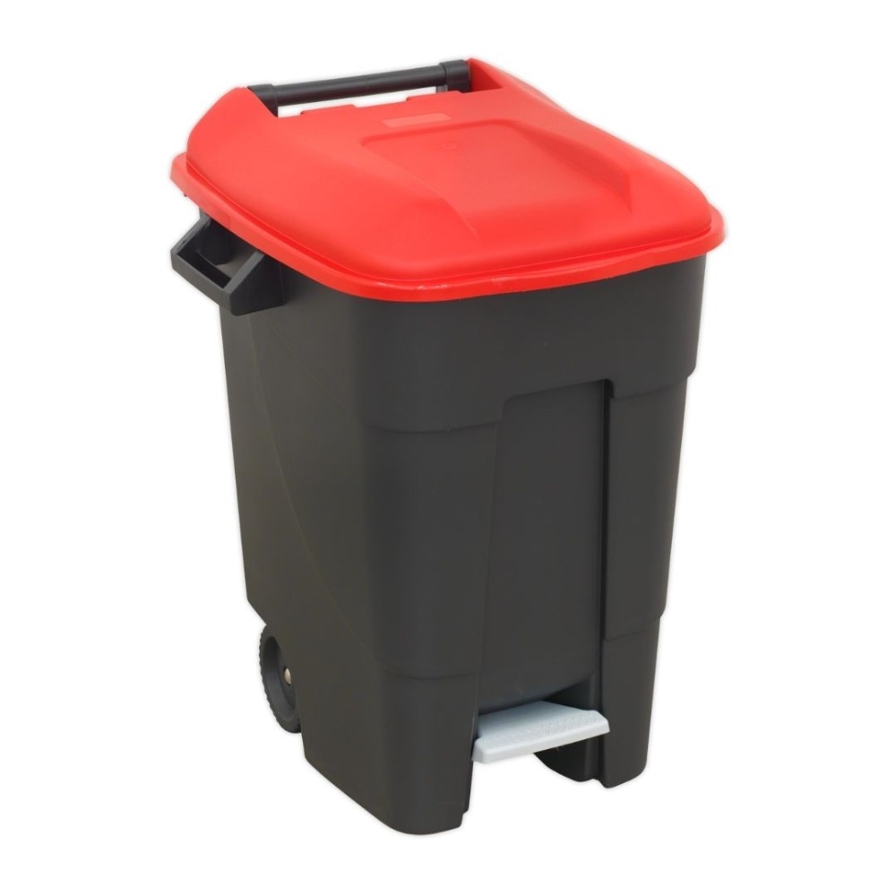 Sealey BM100PR Refuse/Wheelie Bin with Foot Pedal 100L - Red