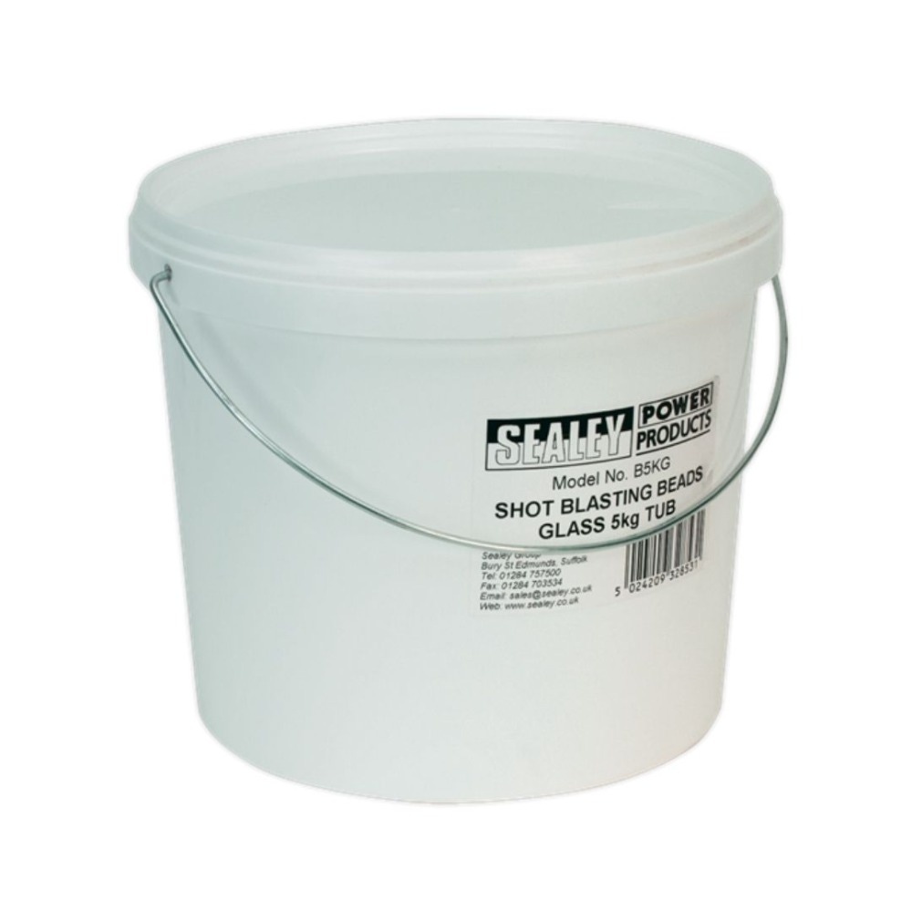 Sealey B5KG Shot Blasting Beads Glass 5kg Plastic Tub
