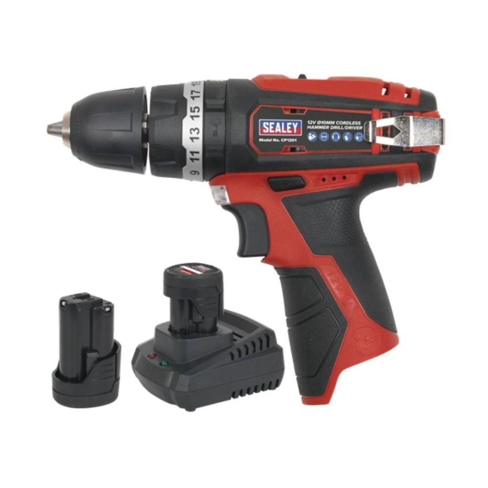 Sealey CP1201KIT Hammer Drill/Driver Kit Ø10mm 12V Lithium-ion - 2 Batteries