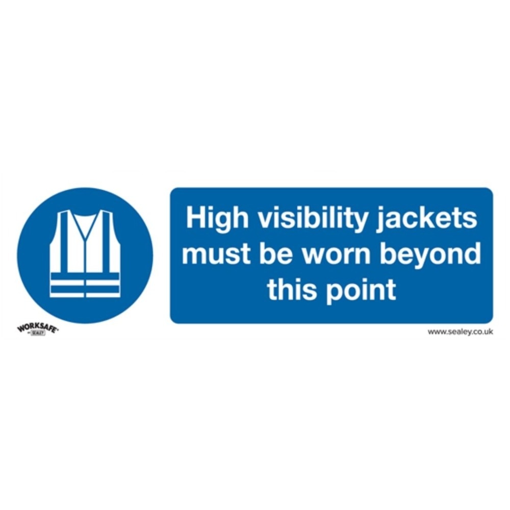 Sealey SS9V10 Mandatory Safety Sign - High Visibility Jackets Must Be Worn Beyond This Point - Self-Adhesive Vinyl - Pack of 10