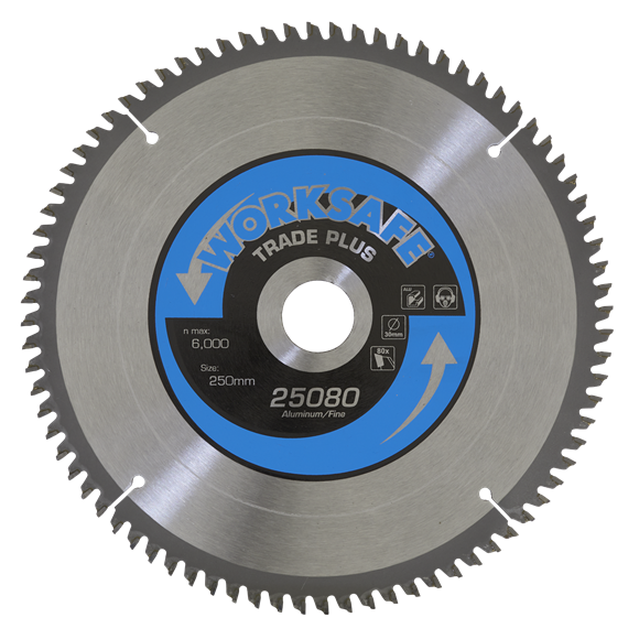 Sealey 25080/Ali Aluminium Cutting TCT Saw Blade Ø250 x 30mm - 80tpu