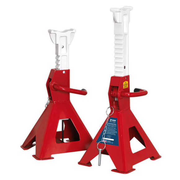 Sealey AAS3000 Axle Stands (Pair) 3tonne Capacity per Stand Auto Rise Ratchet