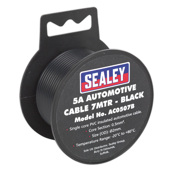 Sealey AC0507B Automotive Cable Thick Wall 5A 7m Black