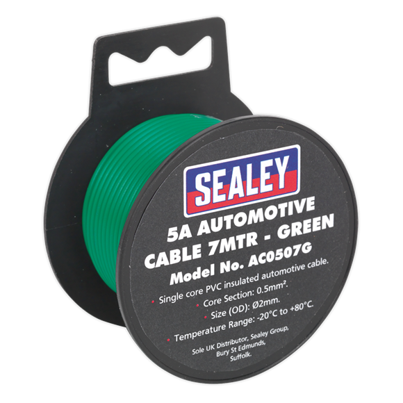 Sealey AC0507G Automotive Cable Thick Wall 5A 7m Green