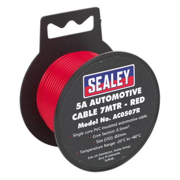 Sealey AC0507R Automotive Cable Thick Wall 5A 7m Red