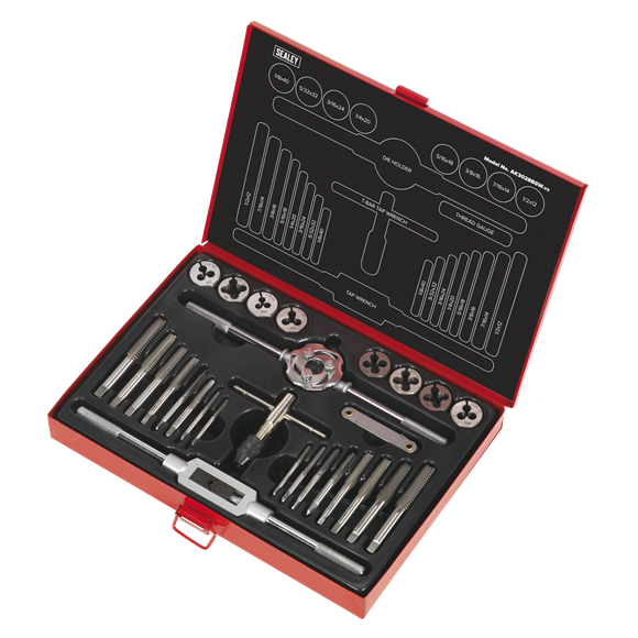 Sealey AK3028BSW Tap & Die Set 28pc Split Dies Imperial BSW