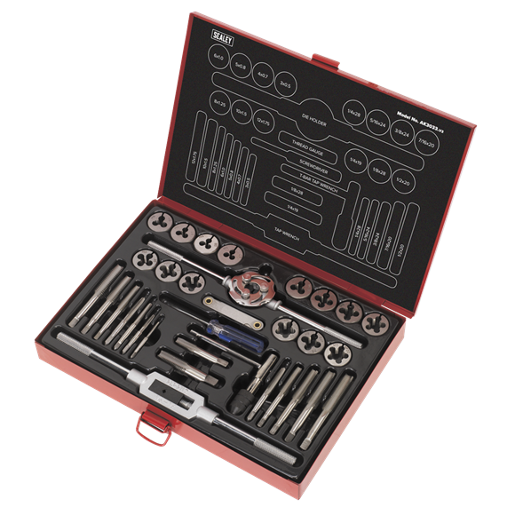 Sealey AK3033 Tap & Die Set 33pc Split Dies Metric/UNF/BSP