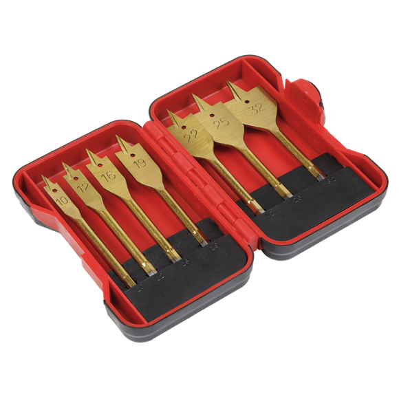 Sealey AK3707FW Flat Wood Drill Bit Set 7pc 1/4