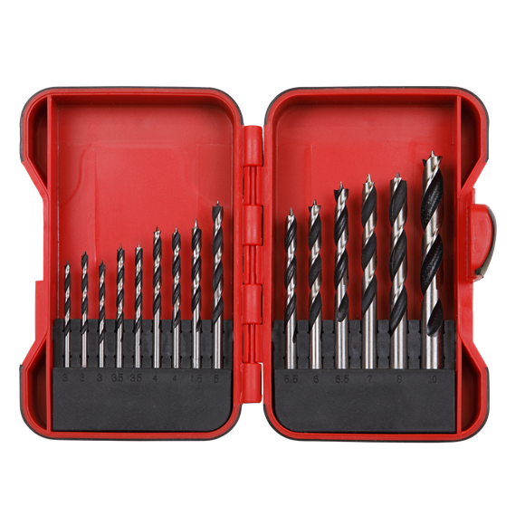 Sealey AK3715W Brad Point Wood Drill Bit Set 15pc