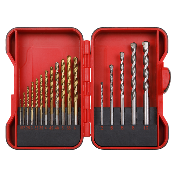 Sealey AK3717TCM HSS/Masonry Drill Bit Set 17pc