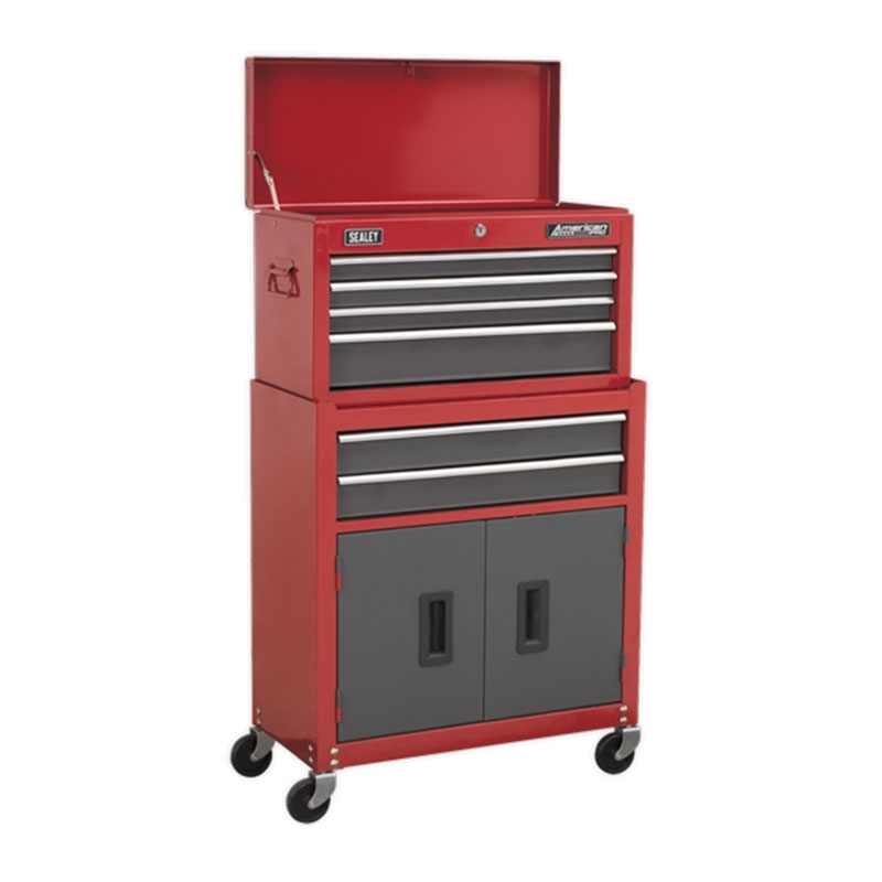 Sealey AP2200BB Topchest & Rollcab Combination 6 Drawer with Ball Bearing Slides - Red/Grey