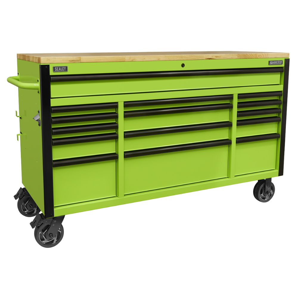 Sealey AP6115BE 15 Drawer Mobile Trolley with Wooden Worktop 1549mm