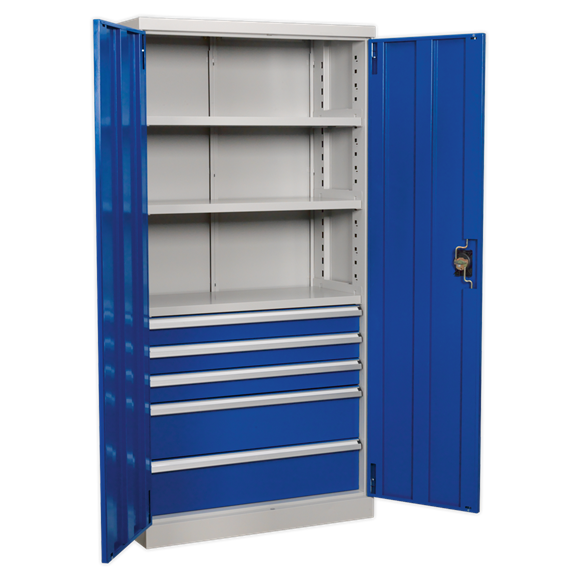 Sealey APICCOMBO5 Industrial Cabinet 5 Drawer 3 Shelf 1800mm