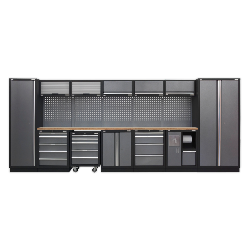 Sealey APMSSTACK01W Superline PRO® 4.9m Storage System - Wood Worktop