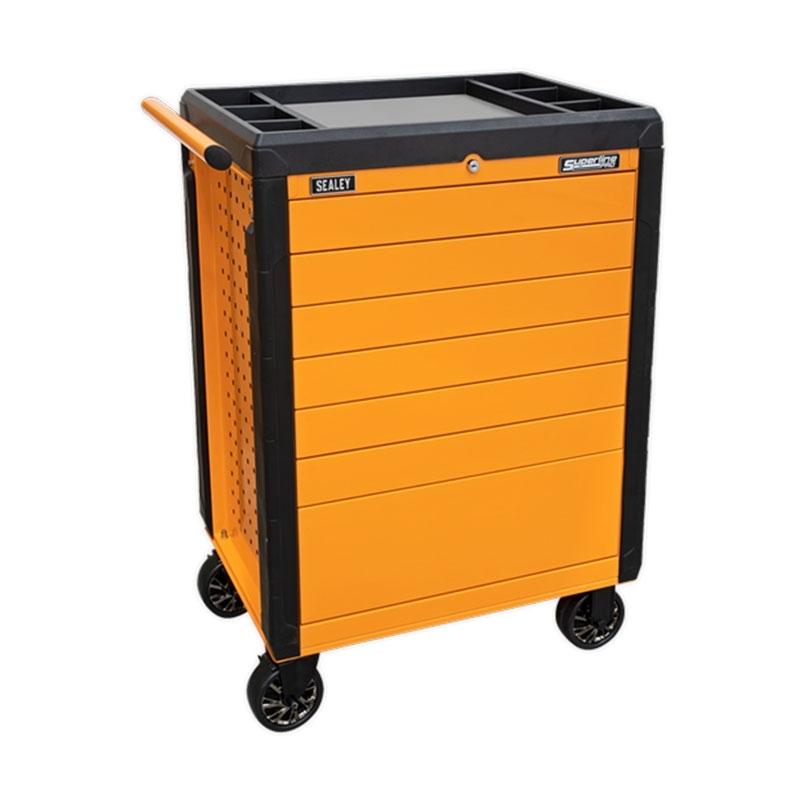 Sealey APPD7O Rollcab 7 Drawer Push-To-Open Hi-Vis Orange