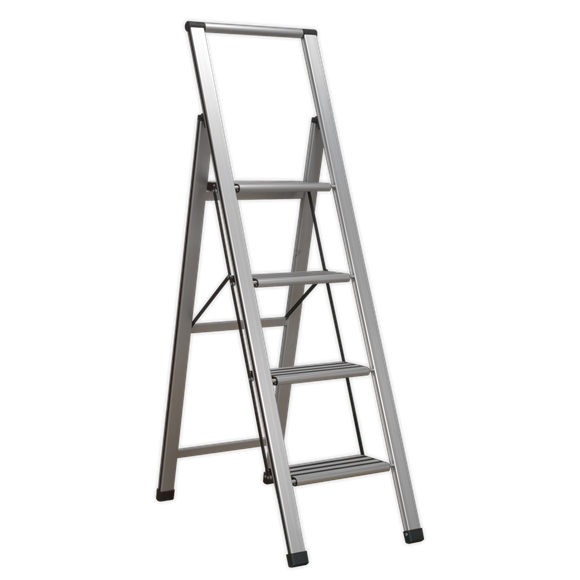 Sealey APSL4 Aluminium Professional Folding Step Ladder 4-Step 150kg Capacity