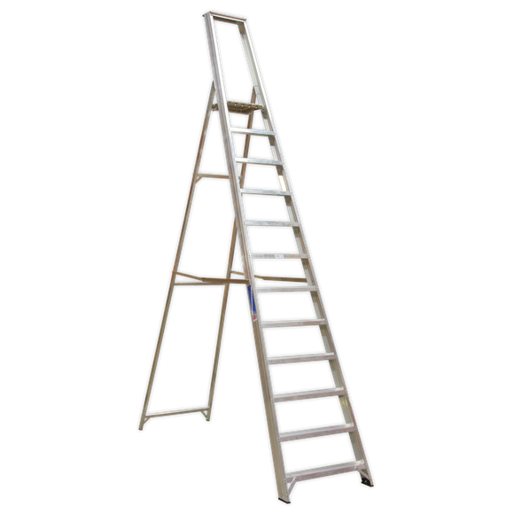 Sealey AXL12 Aluminium Step Ladder 12-Tread Industrial BS 2037/1
