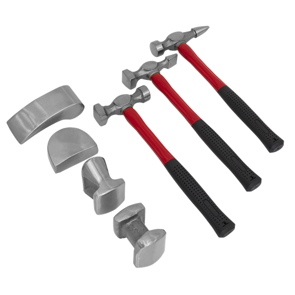 Sealey CB707 Panel Beating Set 7pc Drop-Forged Fibreglass Shafts