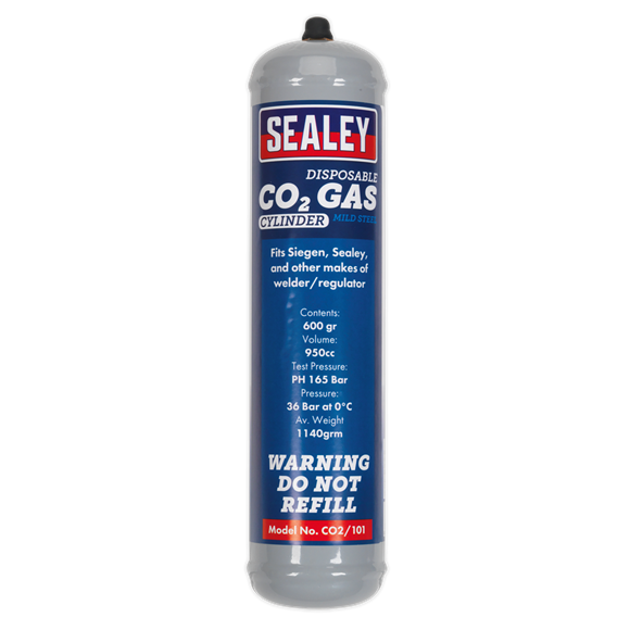 Sealey CO2/101 Gas Cylinder Disposable Carbon Dioxide 600g