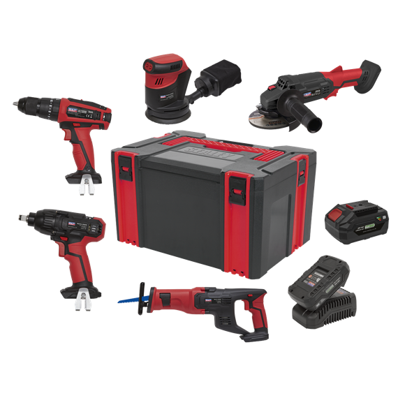 Sealey CP20VCOMBO2 SV20 Series 5 x 20V Cordless Tool Combo - 2 Batteries