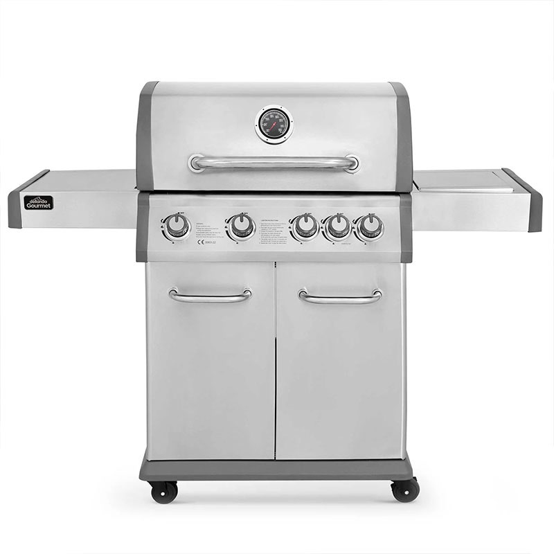 Dellonda 4+1 Burner Deluxe Gas BBQ Grill, Stainless Steel, Side Burner, Ignition