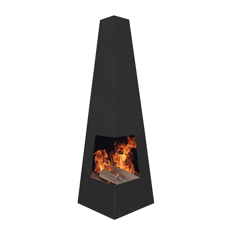 Dellonda Chiminea, Wood Burner, Heater for Outdoors W45cm x H150cm - Black Steel