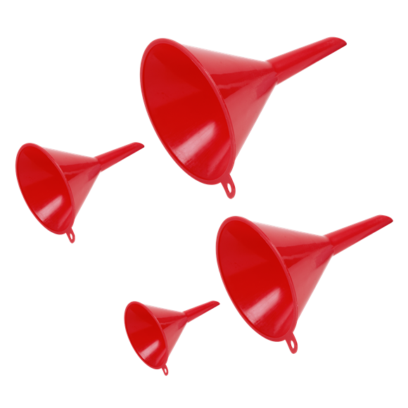 Sealey F92 Small Funnel Set 4pc Economy Fixed Spout