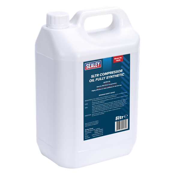 Sealey FSO5 Compressor Oil Fully Synthetic 5L