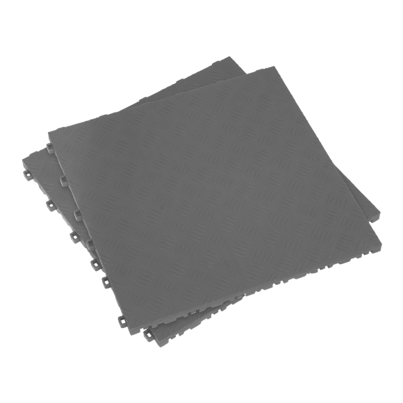 Sealey FT3G Polypropylene Floor Tile 400 x 400mm - Grey Treadplate - Pack of 9